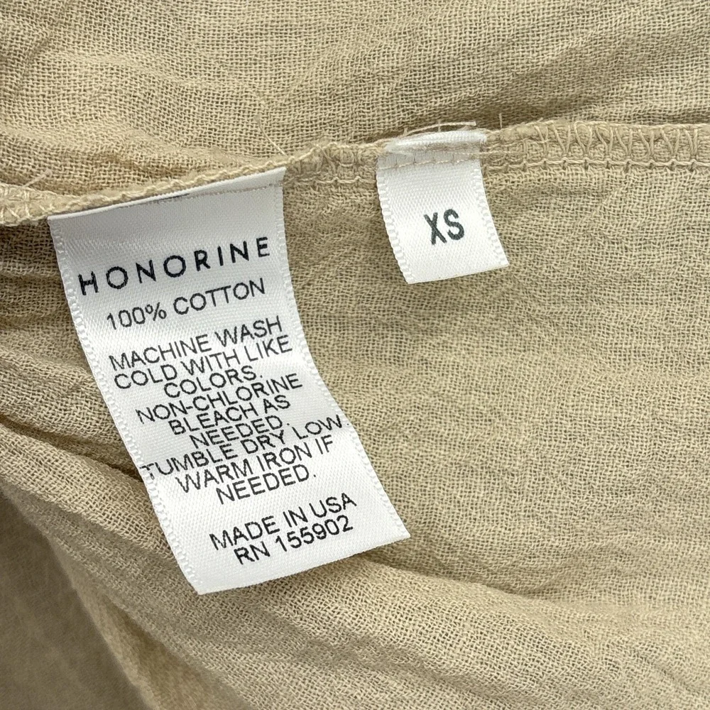 HONORINE Skirt Womens XS Beige‎ Tiered Ruffle Smocked Waist Mini Made in USA